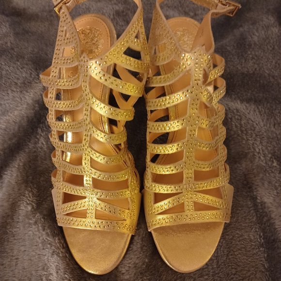 Vince Camutu  Gold Rhinestone Heels - Picture 5 of 6